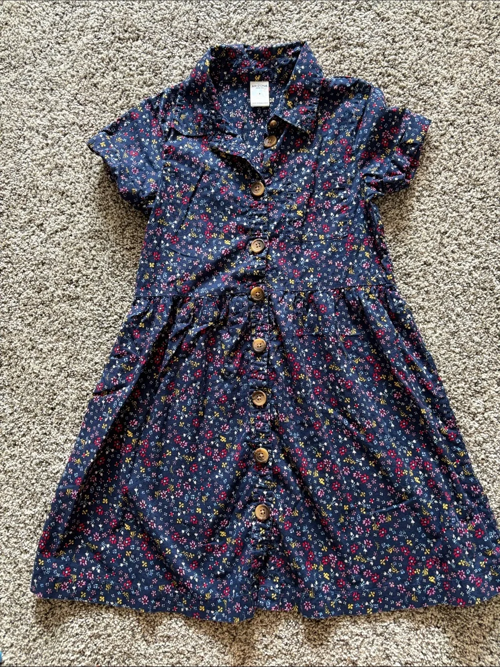Arizona Jean Company Navy Floral Button-Down Shirt Dress